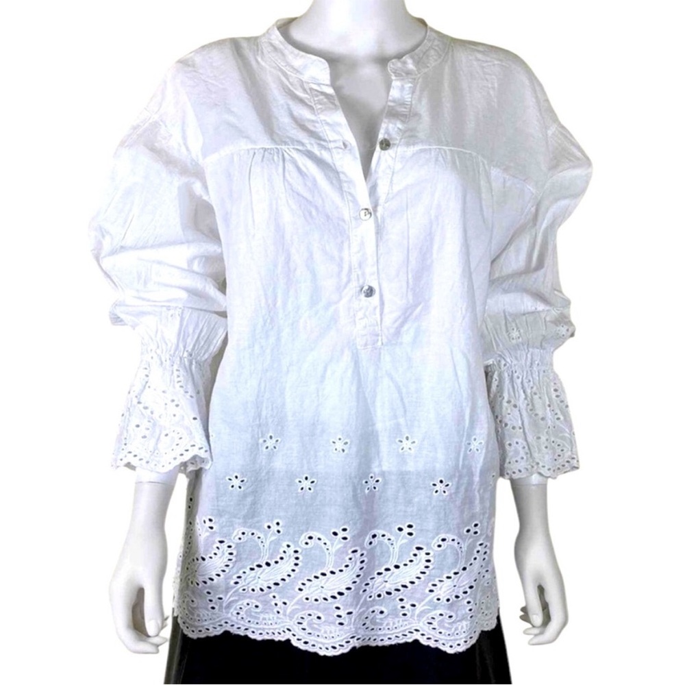 NWT Civico 51 Lab Made in Italy 100% Cotton White Eyelet Details Elegant Top 2X
